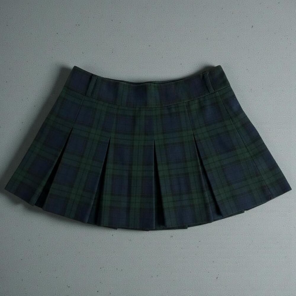 Hollister Plaid Pleated Mini Skort Dark Academia Black Watch Schoolgirl Medium - Picture 4 of 7